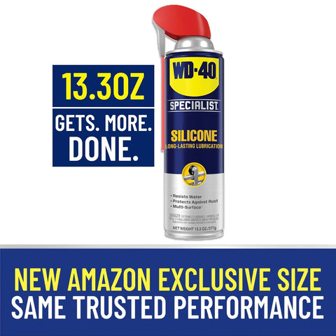 WD-40 Specialist® Silicone, Dry Silicone Lubricant for Window Tracks, Cables, Pulleys, Superior Lubrication for Equipment, Moving Parts, Industrial Applications, Bigger Can, 13.3 OZ, Single Can