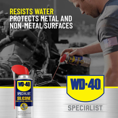 WD-40 Specialist® Silicone, Dry Silicone Lubricant for Window Tracks, Cables, Pulleys, Superior Lubrication for Equipment, Moving Parts, Industrial Applications, Bigger Can, 13.3 OZ [6-Pack]