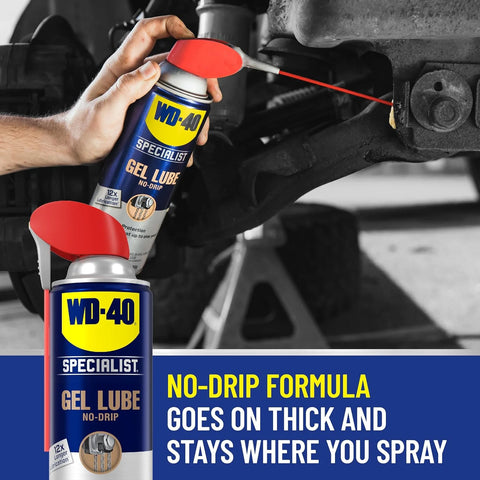 WD-40 Specialist Gel Lube with Smart Straw Sprays 2 Ways, Twin Pack, 10oz cans, No drip Lubricant, Non-Fling Lubricant, (Pack of 2) (300851)