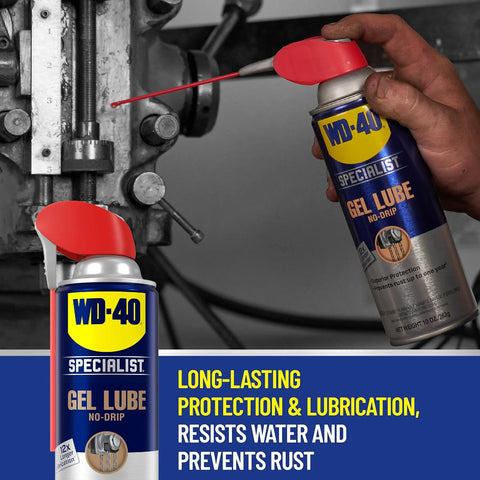 WD-40 Specialist Gel Lube with Smart Straw Sprays 2 Ways, Twin Pack, 10oz cans, No drip Lubricant, Non-Fling Lubricant, (Pack of 2) (300851)
