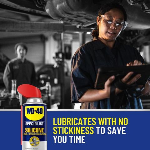 WD-40 Specialist® Silicone, Dry Silicone Lubricant for Window Tracks, Cables, Pulleys, Superior Lubrication for Equipment, Moving Parts, Industrial Applications, Bigger Can, 13.3 OZ, Single Can